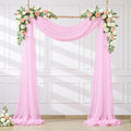 Wedding Arch Draping Fabric Backdrop 2 Panel 60" x 26Ft Pink Drapes Curtains for Wedding Reception Sheer Tulle Backdrop Curtain for Ceremony Birthday Party Baby Shower Arbor Ceiling Decorations