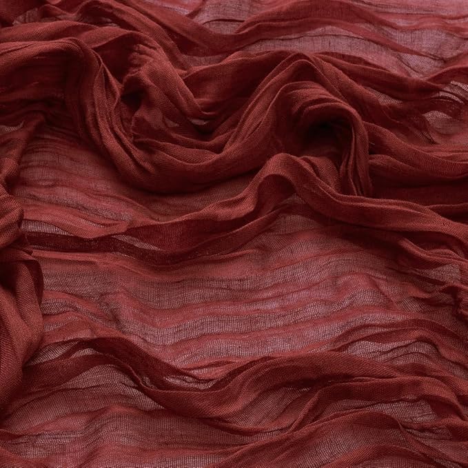 MLMW 10 Pack Christmas Table Runner Cheesecloth Burgundy Boho Cheese Cloth 160 inch Gauze Rustic Sheer Table Runner 13.3ft for Party Wedding Baby Bridal Shower Birthday