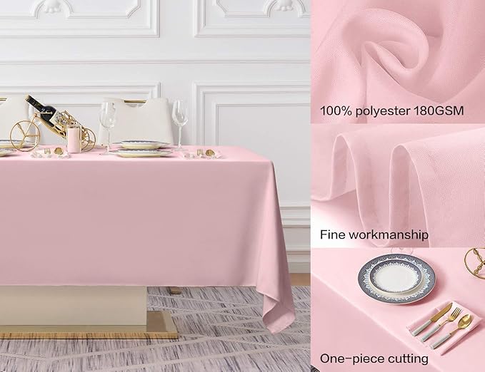 Surmente Pink Tablecloth 60 x 102-inch Rectangular Polyester Table Cloth for Weddings, Banquets, or Restaurants