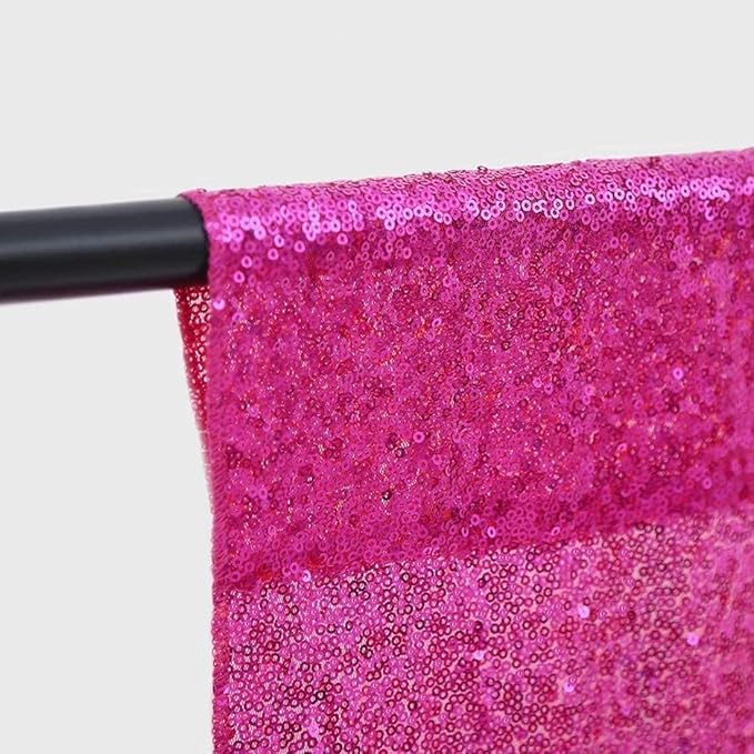 JYFLZQ Hot Pink Sequin Backdrop Curtain 6x8ft(WxH) 1 Panel Fuchsia Glitter Photo Booth Photography Backdrop Background Shimmer Wall Backdrop Party Decorations