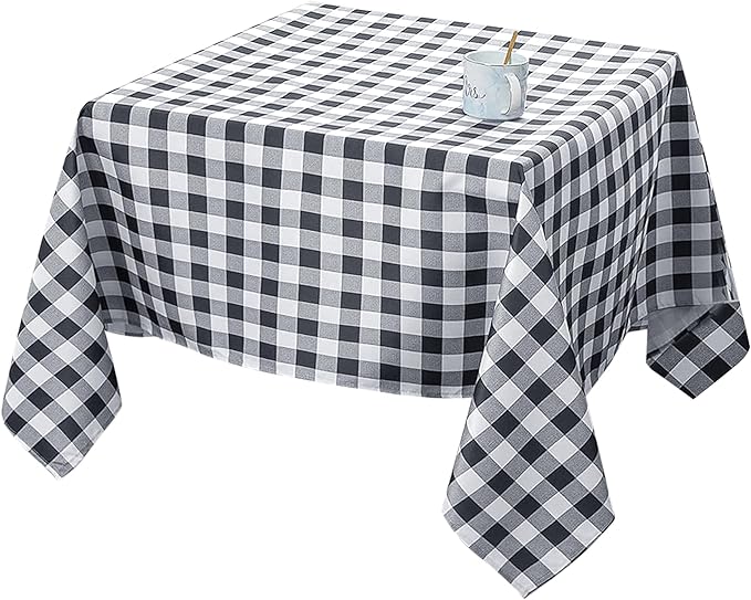 Biscaynebay Fabric Tablecloths 70x70 Square, Black/Grey Scottish Plaid Card Table Cloth Folding Table Cover Water Resistant for Dining, Kitchen, Wedding and Parties, etc Machine Washable