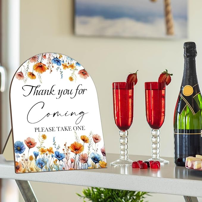 Thank You for Coming Please Take One Sign, Floral Decor Wedding Shower Favors, Bridal Shower Gifts, Modern Wooden Sign, 9x11 inches