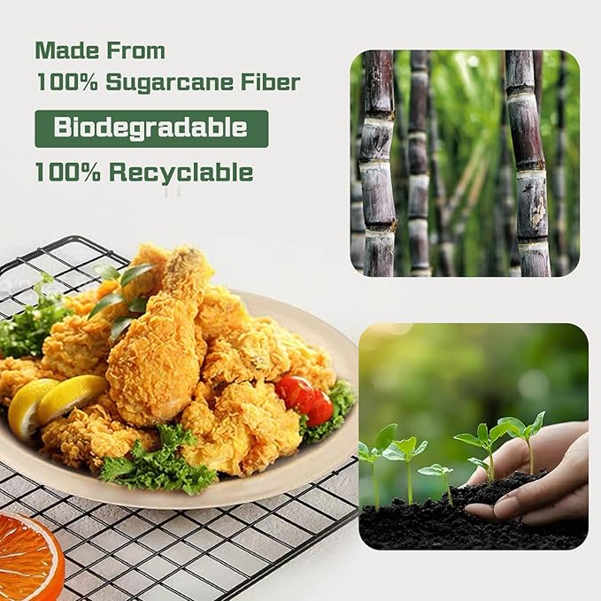 Disposable Paper Plates, 6 inch Heavy Duty Paper Plate, Soak and Cut Proof, Natural Biodegradable Bagasse Plates for Microwave, Dinner, Party, Picnic,50 Pack
