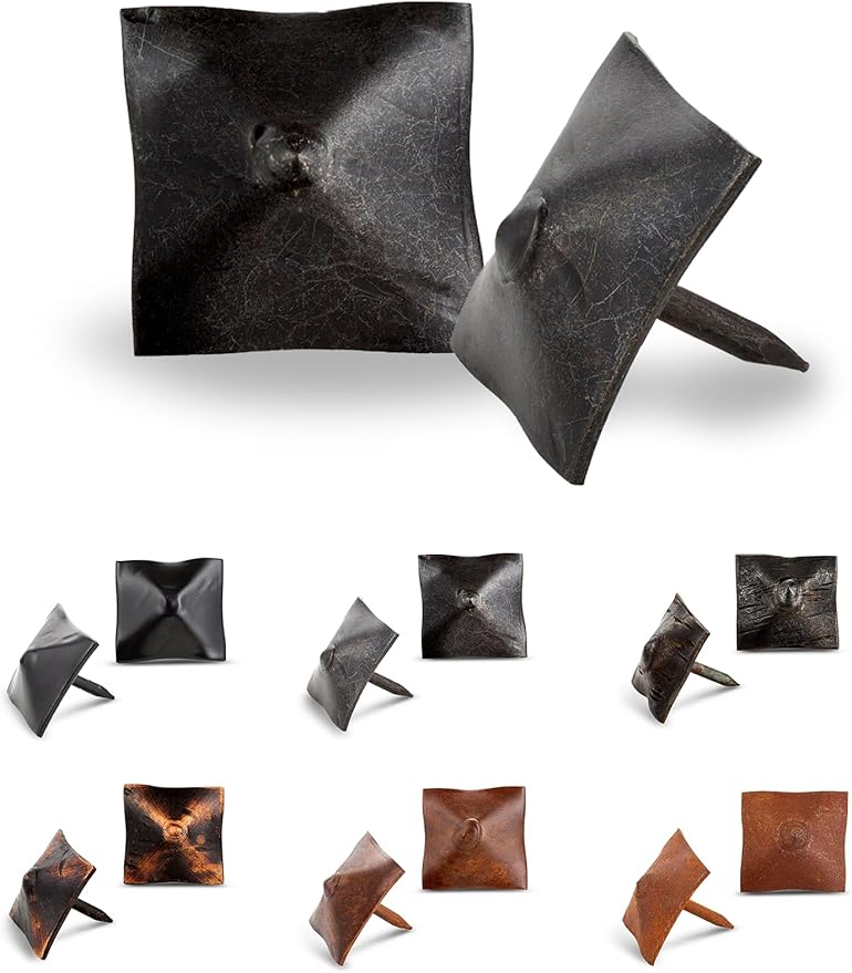 100 Pack 1" Square Head Iron Clavos Decorative Nails – Sealed Unfinished – Handmade Rustic Square Fasteners for Farmhouse Shutter, Barn Door, Shutters, and Gates – Ornamental Wood Accent