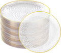 Rubtlamp 100 Pcs Gold Plastic Plates - 10 inch Clear Gold Dinner Plates - Hammer Pattern Design - Fancy Disposable Plate - Heavy Duty Party Plate Ideal for Wedding