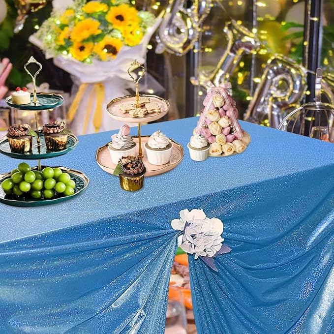 Fitable Sequin Tablecloth for Parties 52x70 Inch - Sparkle Glitter Laser Rectangle Overlay for Independence Day Decoration Ceremony Birthday Holiday Banquet Decor, Blue