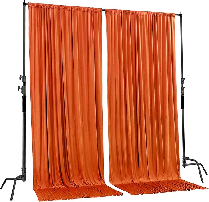 AK TRADING CO. 10 feet Wide x 12 feet Long Polyester Backdrop Drapes Curtains Panels with Rod Pockets - Wedding Ceremony Party Home Window Decorations - (Orange)