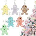 LANGXUN 6pcs Gingerbread Man Candy Land 2025 Xmas Party Suppiles Decoration, Hanging Candy Cane Christmas Tree Décor, Christmas Decorative Hanging Ornaments Crafts