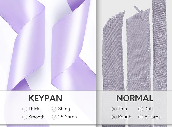Lavender Satin Ribbon 2.5 Inch Double-Faced Ribbons 25 Yards for Gift Wrapping Crafts Flower Bouquet Wedding Paper Bows Invitations