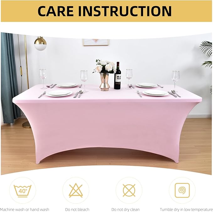2-Pack 4ft Spandex Table Covers for Rectangular Folding Tables - Wrinkle Resistant Stretch Tight Table Cloths - Ultimate Fitted Table Protector for Parties, Banquet, and Wedding
