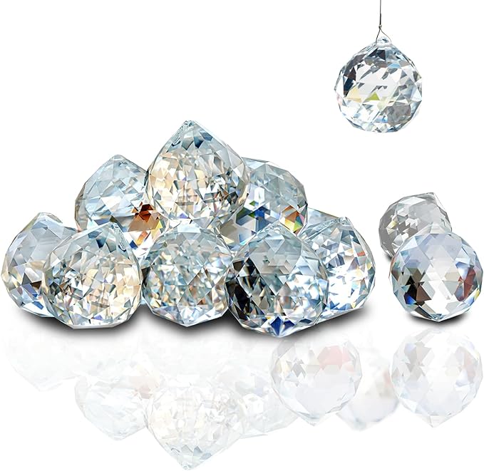 10pcs Crystal Ball Prism Sun Catcher Rainbow Maker Pendants 40mm Decorative Ball Paperweight for Table Decor, Wedding Party Centerpieces