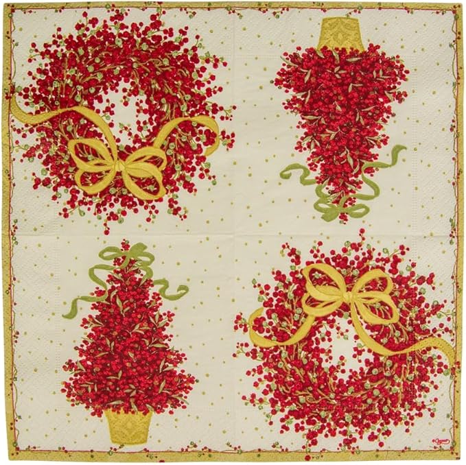 Caspari Pepperberry Paper Cocktail Napkins - Two Packs of 20