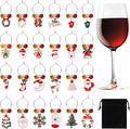 SANNIX 24pcs Christmas Wine Glass Charms - Identification Markers for Stem Glasses, Wine Tasting Party Favors & Holiday Decorations