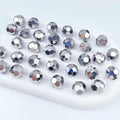 200 PCS 6mm Crystal Glass Beads Round Multiple Faceted Loose Spacer Glass Beads for DIY Handcrafte Bracelet Necklace Earring Jewelry Making(Silver)