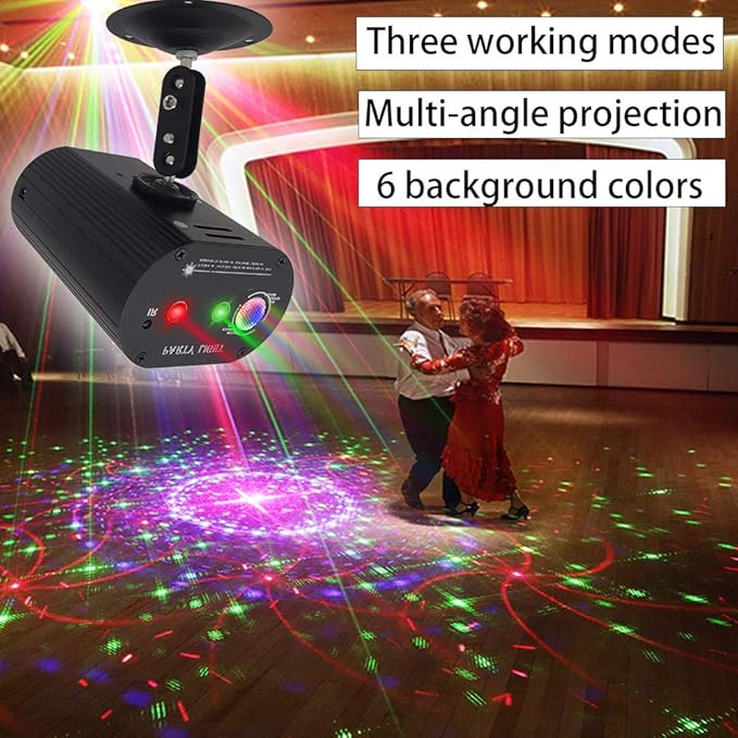 Party Lights,LED Disco Strobe Light,RGB Sound Activated with Remote Control Stage Lights,DJ Light Various Patterns Projector Effect for Bar Club Birthday Parties Christmas Holiday Decorations