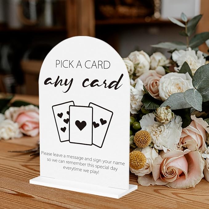 Playing Cards Guest Sign, Wedding Guest Book Desk Decor, Wedding Engagement Bridal Shower Reception Party Table Desk Acrylic Decor