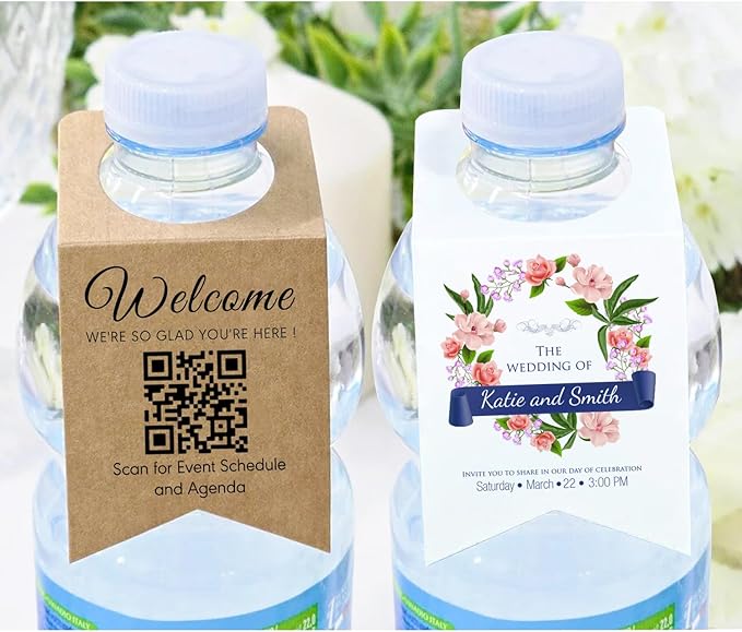Custom Water Bottle Hang Tags,Wine Bottle Labels Hangover Kit Tags,Personalized Water Bottle Labels for Reception,Welcome Bottle Tag for Hotel,Wedding,Birthday,Housewarming
