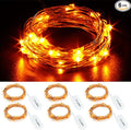 CYLAPEX 6 Pack Orange Fairy Lights String Battery Operated Fairy Lights Firefly Lights LED Starry String Lights 3.3ft 20 LEDs Silvery Copper Wire for Hallowen Christmas Decor Costume Wedding Party