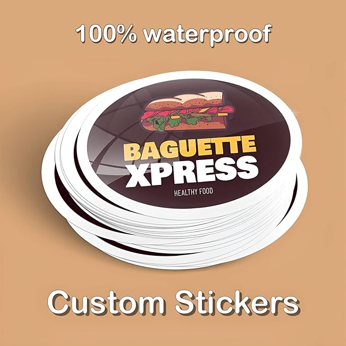 Custom Logo Stickers for Business, Personalised Logo Labels - Any Shape, Waterproof Vinyl Glossy Stickers for Branding & Packaging