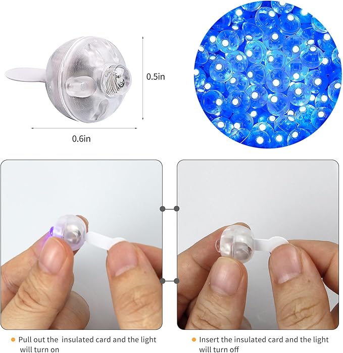 Aogist 50pcs Blue Balloon Lights,Long Standby Time Waterproof Mini Light,Battery Powered,Round LED Ball Lamp for Latex Balloon Paper Lantern Party Wedding Festival Christmas Halloween Decorative