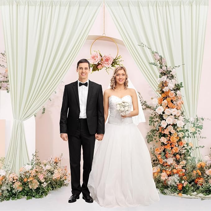 40 ft x 10 ft Wrinkle Free Ivory Backdrop Curtain for Wedding Parties, Polyester Ivory Photo Backdrop Drapes 8 Panels 5x10ft for Baby Shower Photoshoot Engagement Birthday Party Photography Background