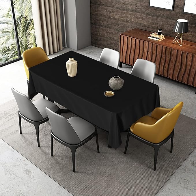 Fitable Rectangle Tablecloth Stain and Wrinkle Resistant Washable Polyester Table Cloth for Buffet Parties and Camping (70x120 inch, Black)