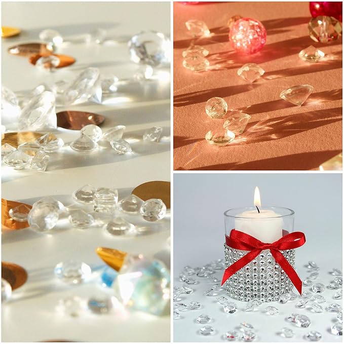 PATIKIL 14000Pcs Wedding Table Scatter Confetti Crystals 3mm Acrylic Diamonds Vase Fillers Gems for Table Centerpiece Decorations Bridal Shower Party, Teal AB
