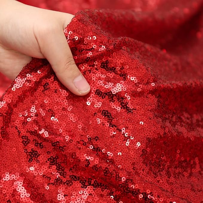 Poise3EHome 2Pcs 2Ft x 8Ft Red Sequin Backdrop Curtains, Glitter Photography Background, Sequence Xmas Thanksgiving Backdrop