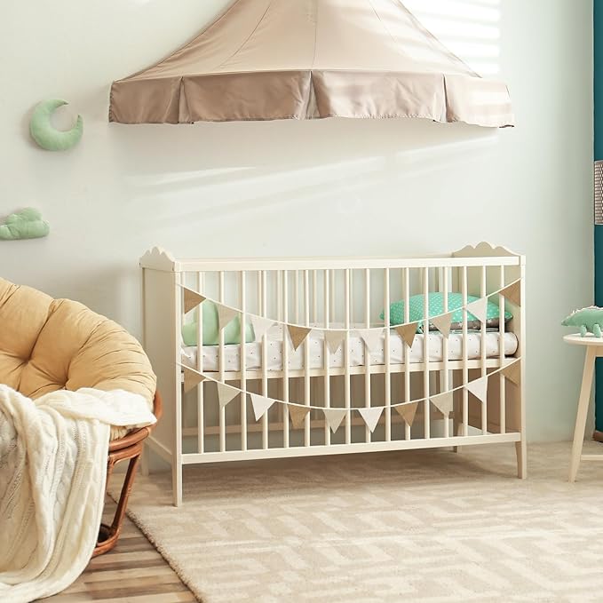 Oudain 15.5 ft Pennant Banner Flags, 2 Pcs Nursery Garland Triangle Bunting Flag Baby Banner for Nursery Decor Baby Birthday Boho Wedding Shower Party Event, Each 7.75 ft(Simple Color)