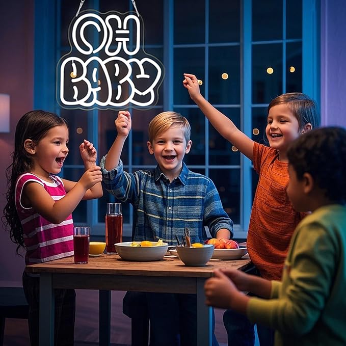 Oh Baby Neon Sign for Backdrop Wall Decor, Cute Decorative Lights, oh baby Neon Lights for Baby Shower Birthday Party Bedroom gender reveal parties Baby's Room Cool White size:12.6 * 11.61In
