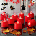 Amagic 24 Pack Red LED Tea Lights, Flameless Votive Candles Battery Operated, Electric Fake Colored Tealights Candles for Party, Halloween, Christmas, Aniversary, Wedding Table Centerpiece, Proposal