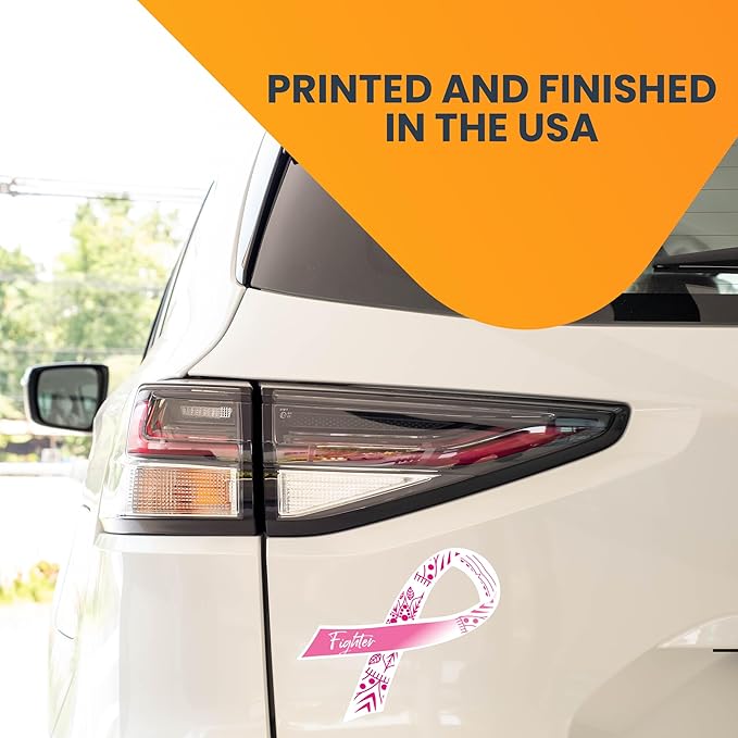 Magnet Me Up Breast Cancer Pink Mandala Fighter Ribbon Magnet Decal, 3.5x7 Inches, Automotive Magnet for Car Truck SUV, Any Magnetic Surface, Gift of Empathy, Encourage Bravery, Crafted in USA