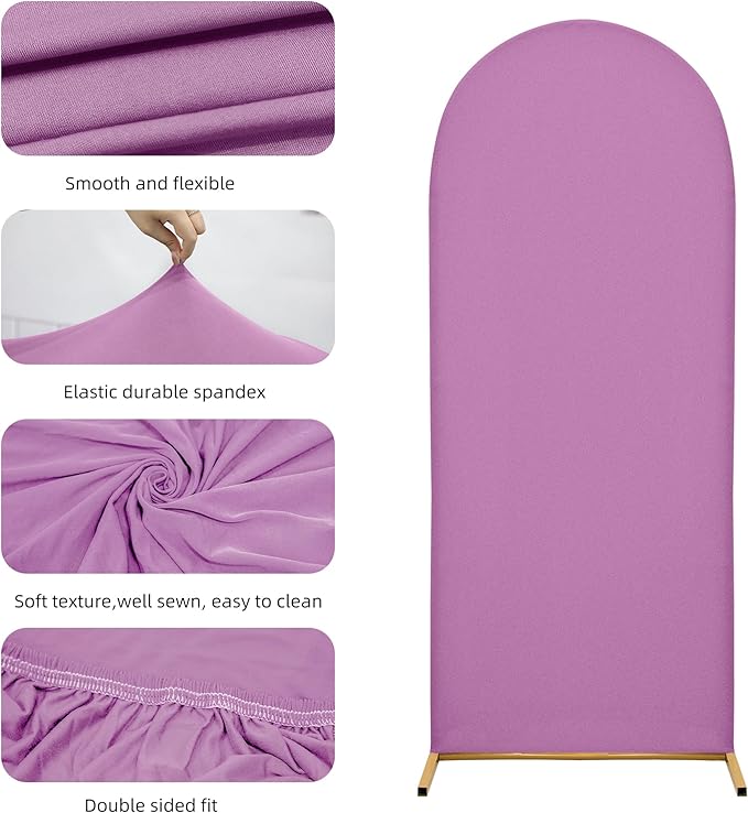 Wedding Arch Covers Arch Backdrop Cover Arch Stand Covers 7.2FT 6FT Set of 2 Arch Cover Spandex Fabric Stretchy Backdrop for Wedding Birthday Party Decoration Baby Shower (Lilac)