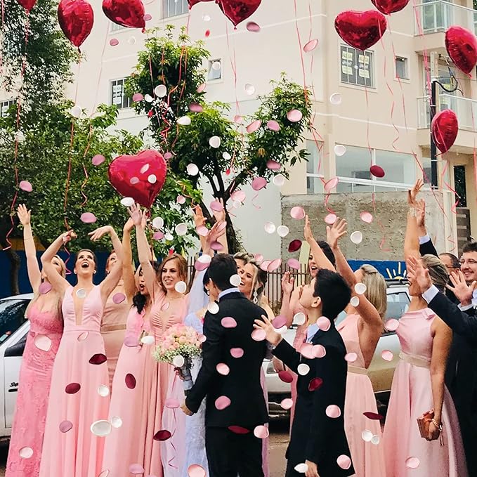 Serwalin 500pcs Silk Rose Petals Artificial Flowers Petals for Weddings Proposal Burgundy Pink Petals Fake Rose Petals for Wedding Flower Girl Basket Bridal Shower (4 Color Mixes)