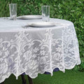 Tableclothsfactory 70" Premium Lace White Round Tablecloth for Banquet Party Wedding Event Home Decoration