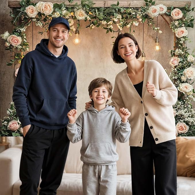 12x10ft Country Wedding Photography Backdrop Floral Rustic Roses Farmhouse Wooden Door Backdrop Pink Flower Birthday Baby Shower Wedding Bridal Party Banner Photo Booth Props Anniversary Background