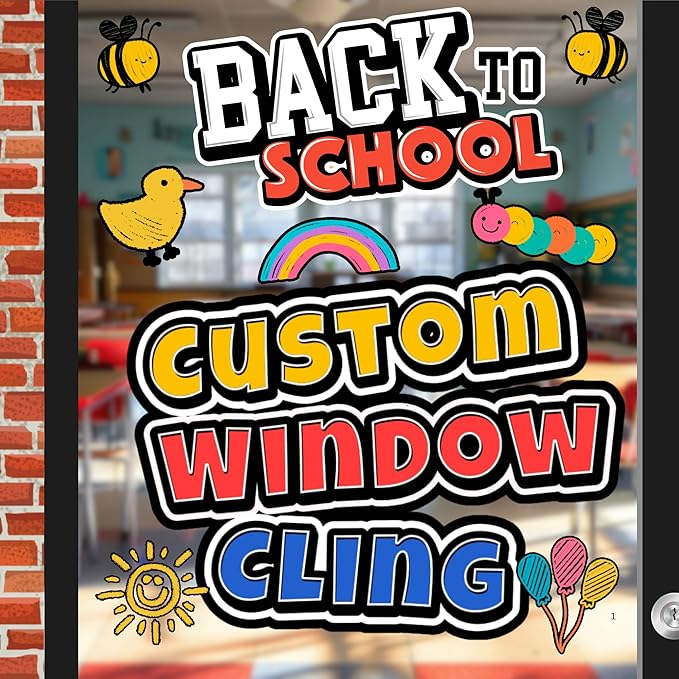 Custom High Static Window Cling ║ Your Logo or Design We Print Your Static Cling ║ Waterproof School Storefront Home ║ Perfect for Installing on Windows in Less Than a Minute.