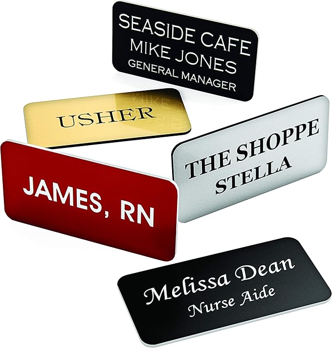 Custom Engraved Name Tag Badges – Personalized Identification with Pin or Magnetic Backing, 1 Inch x 3 Inches, Claret/White