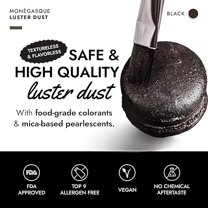 MONÉGASQUE Black Edible Glitter for Drinks 15g – Black Edible Glitter for Cakes & Cocktails – Halloween Sprinkles Luster Dust for Drinks, Cake, Cocktail, Cupcakes – Drink Shimmer – Spray Cakes Powder