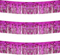 Thick 10 feet by 15 inches Fuchsia Foil Fringe Garland - Pack of 3 | Shiny Metallic Tassle Banner for Car Parade Floats, Wedding, Birthday | Wall Hanging Fringe Garland Banner (Fuchsia)