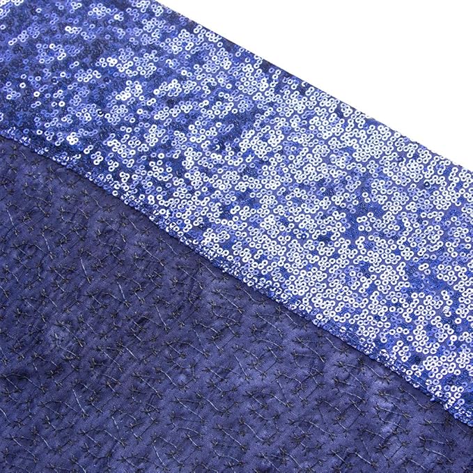 SquarePie Sequin Backdrop Not See Through Thick Background for Glitter Curtain Party 6FT x 8FT Navy Blue