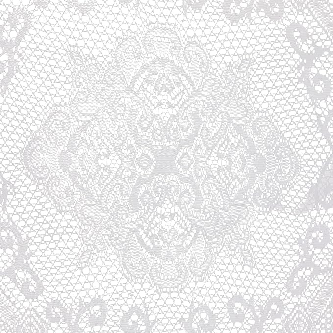 Juvale Round Lace Tablecloth - 59-Inch White Polyester - Scalloped Edge Circle Tablecloth with Floral Overlay & Vintage Decor for Wedding Receptions & Home
