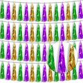 4P Gold Green Purple Foil Fringe Tassel Banner Garland Metallic Tinsel Streamers Wall Hanging Curtain Backdrop Banner for Parade Floats, Graduation 2024, Carnival Mardi Gras Party Decorations