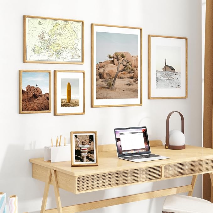 16x16 Picture Frame USA-Sourced Natural White Oak Wood Solid Original Wood Photo Frame Rounded Corner with Mat to 12x12 Picture Display with Real Glass Family, Wedding Picture, Photo, Certificate