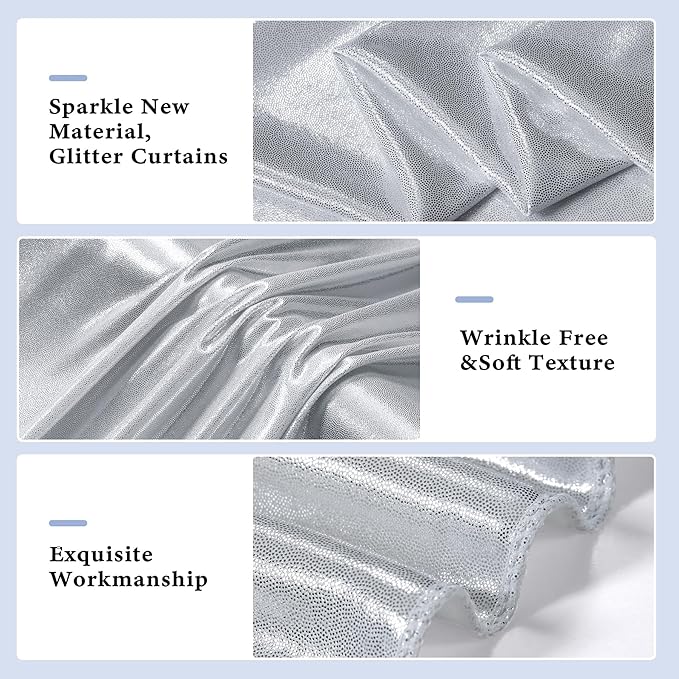 Outpain 10x10ft Silver Sequin Backdrop Curtains -Heavy Duty Gold Photography Backdrops with Non-Shedding Glitter, Wrinkle-Free Stage Drapes for Wedding/Christmas/Studio Shoots (5x10ft 2 Panels)