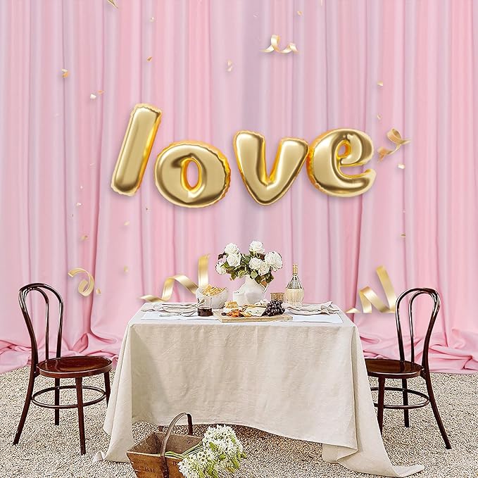 MEETSKY Pink Backdrop Curtain for Parties Rod Pocket Pink Curtains Photography Backdrop Drapes Privacy Fabric Decoration for Birthday Party Gril Baby Shower Home Decor, 5ft x 7ft, 2 Panels