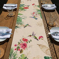 Seliem Summer Tropical Hummingbird Palm Leaf Greenery Table Runner, Spring Birds Home Kitchen Monstera Geranium Flowers Dining Decor, Seasonal Burlap Decorations Anniversary Party Supply 13 x 72 Inch