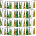 4P Sage-Green Beige-Mint Gold Foil Fringe Metallic Tassel Garland Banner, Tassels Banner Streamers for Parade Floats, Bachelorette, Wedding, Birthday, Christmas, Bridal/Baby Shower Party Decorations