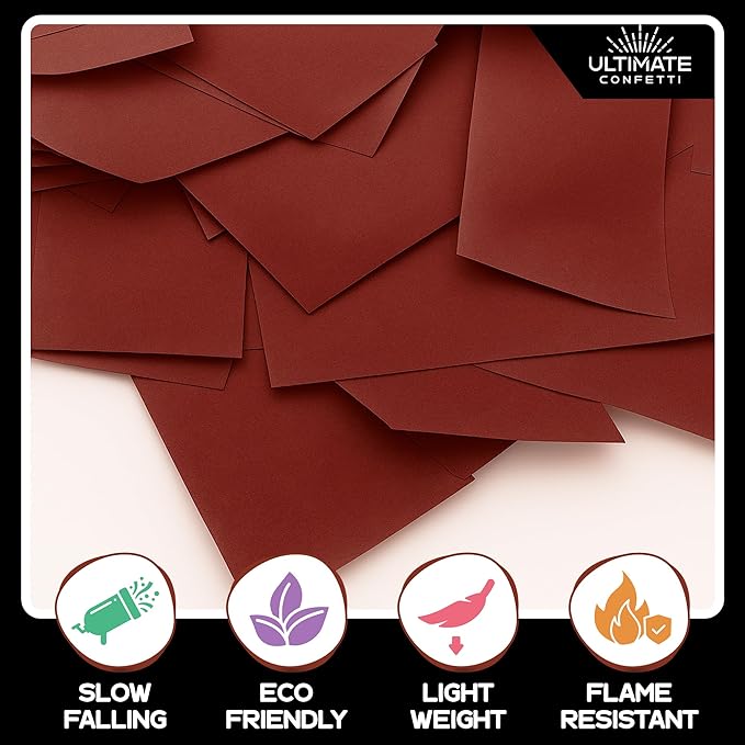 Ultimate Confetti, Rectangular Biodegradable Confetti - Maroon Fluttering Tissue Paper Confetti for Cannon and Launcher use - Wedding Confeti, Birthday, Parties and Live Events - 1 lb, 16 oz