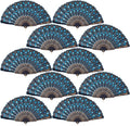 QIRMIZI 30 Pack Fabric Folding Handheld Fans, Perfect for Weddings, Parties, and Dancing,Light Blue